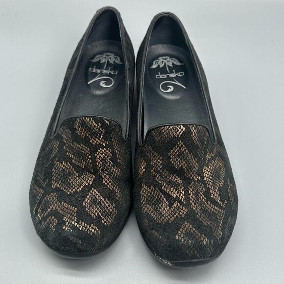 Dansko Olivia Women's 6.5 Bronze Snake Leather Comfort Clogs Slip-On Round Toe - Picture 3 of 10